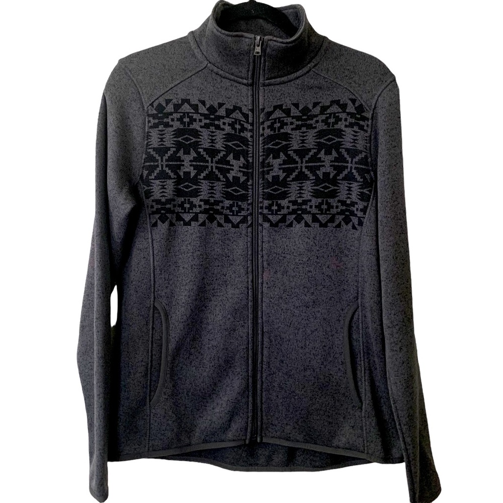 Eddie Bauer Zip Up Sweater Women’s Medium Black Gray Lined